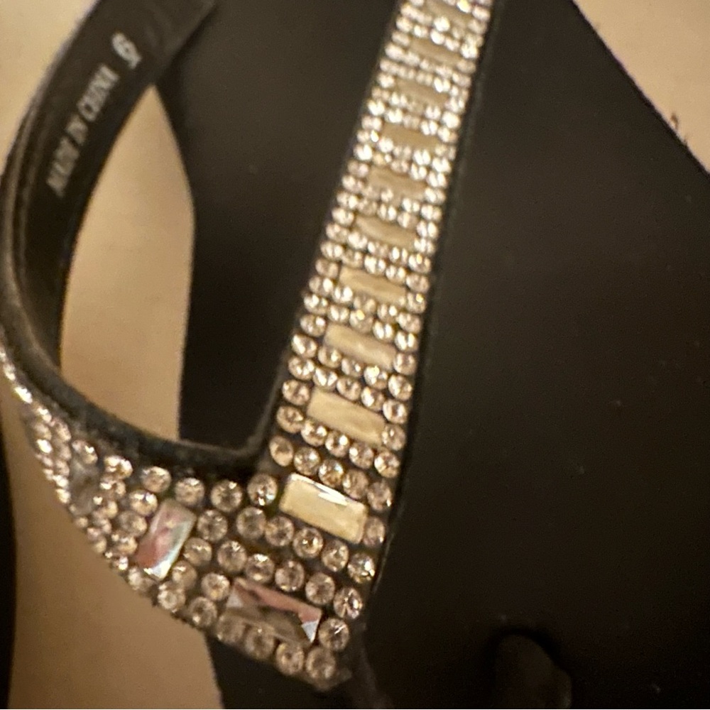Yellow Box Black Rhinestone Flip Flop Sandals - Picture 6 of 8